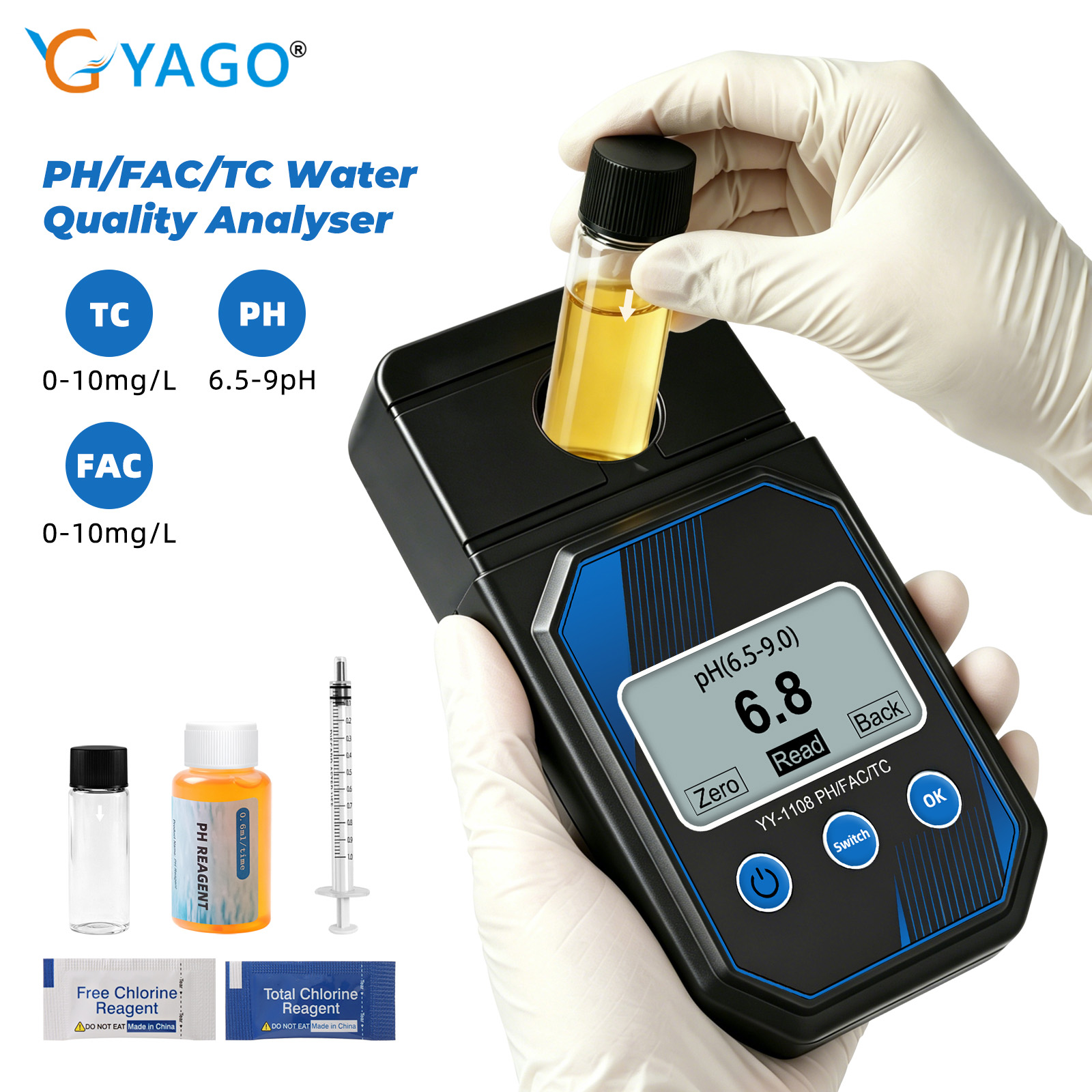 Marine Aquarium Water Testing - 3-in-1 Digital Water Quality Analyzer PH