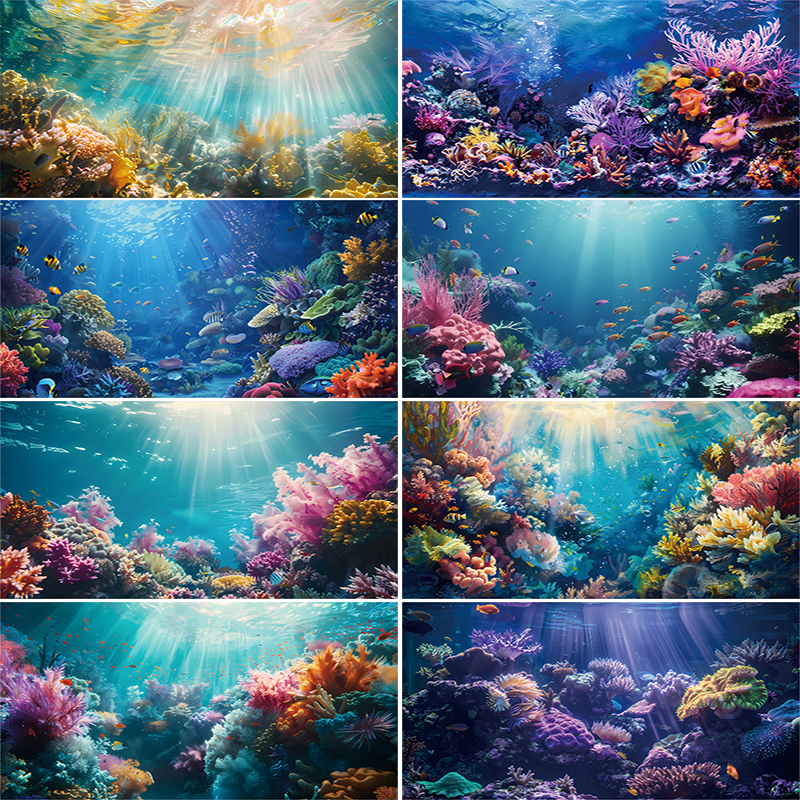 Marine Aquarium Wallpaper - Aquarium Background Sticker Colorful Marine Coral