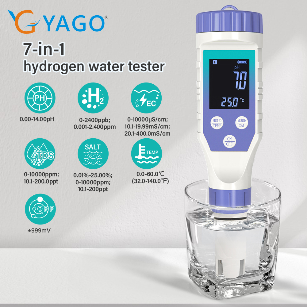 Marine Aquarium Water Analyzer - YAGO Hydrogen Water Tester 7-in-1 TDS