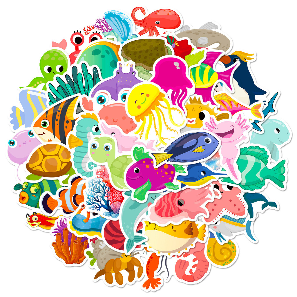 50Pcs Marine Life Stickers - C - Marine Aquarium Aquascape recensione e prezzo